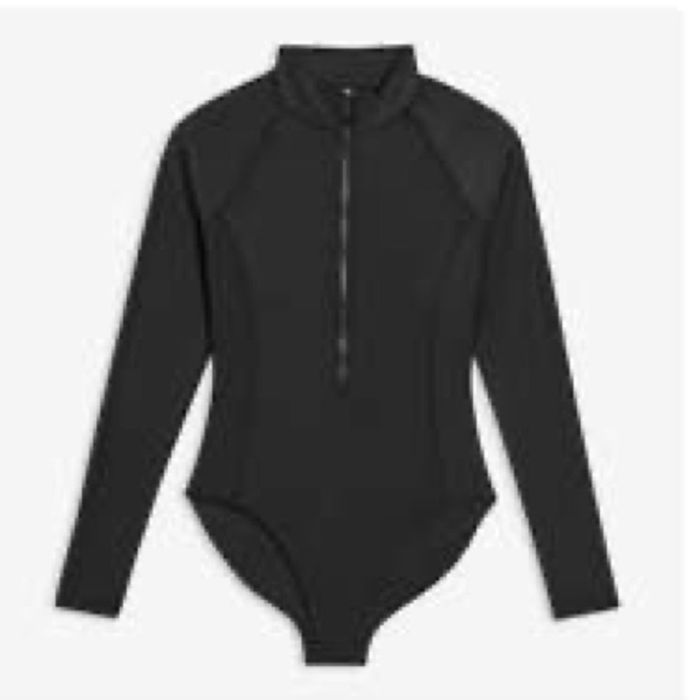 NWT Joe Fresh XL Black One-Piece Rash-Guard Swimsuit